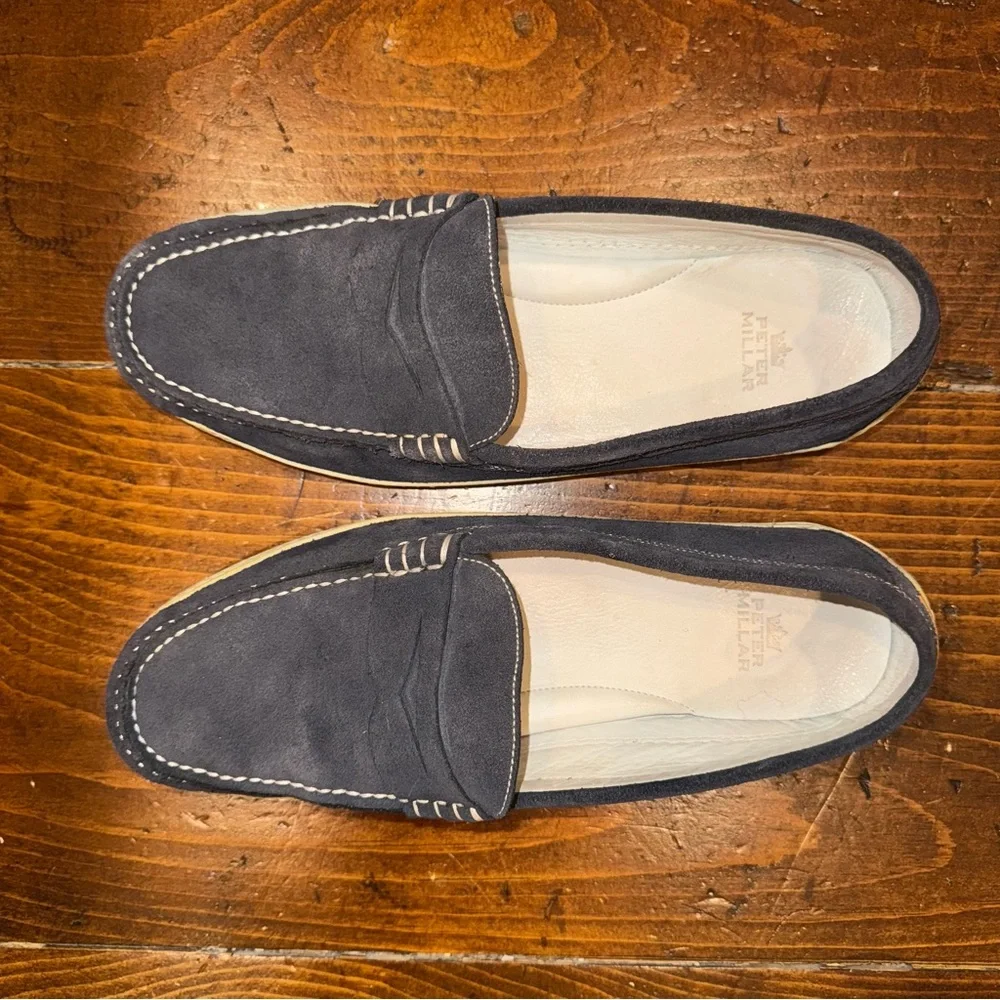 Peter Millar Navy‎ Penny Loafers Slip-On Shoes. Size 9.5
